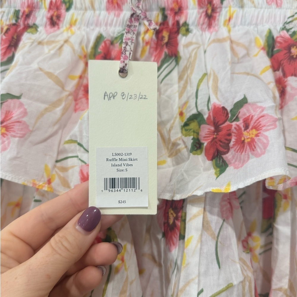 NWT LoveShackFancy Ruffle Mini Skirt in Island Vibes size Small - Picture 6 of 6
